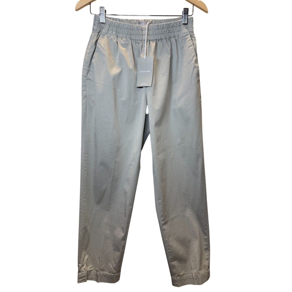 Everlane Easy Pant Women 6 Stone Grey Elastic Waist Cotton Chino Casual